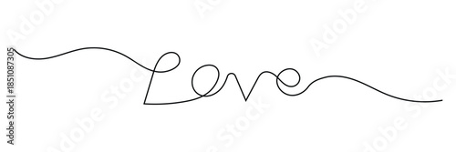 Continuous line drawing word Love for wedding, valentine card background, logo. Calligraphy letter text love word wedding background. Vector illustration love concept. vector illustration .EPS 10 .