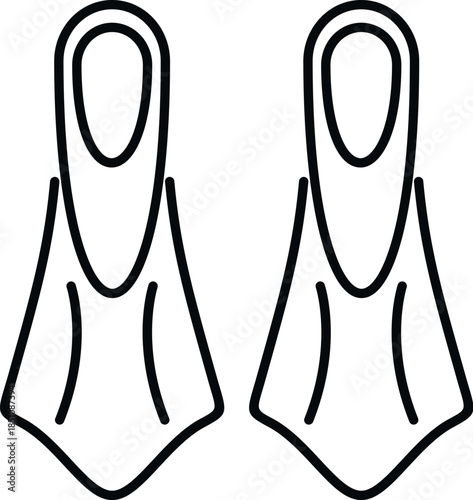 Pair of flippers for swimming, diving, and water sports line icon