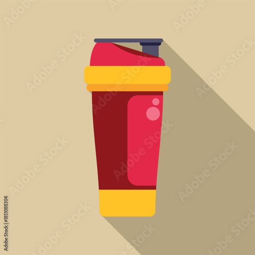 Simple flat style illustration of a protein shaker bottle with a long shadow