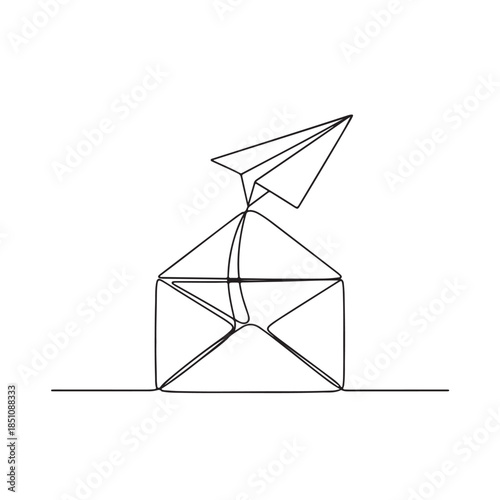 Paper plane taking off from envelope