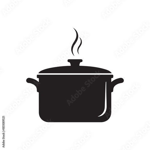 Steaming hot pot illustration on white background