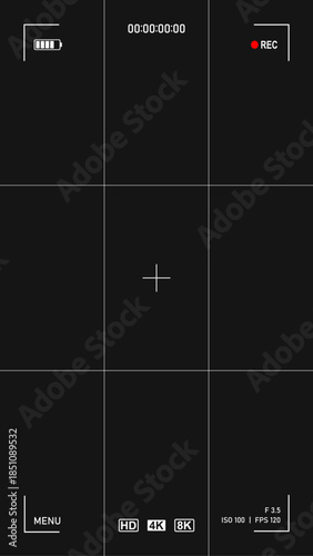 Camera Viewfinder Video Record Overlay Smartphone Interface Screen Vertical Cinematic UI Frame Asset