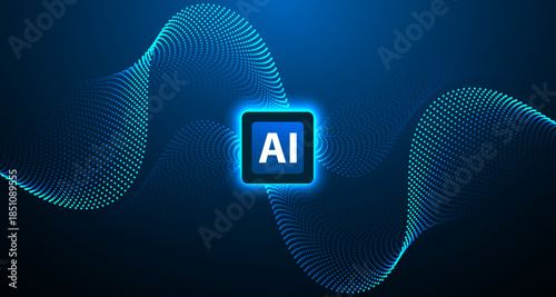 Abstract AI Technology Background with Glowing Circuit Icon perfect for technology presentations, fintech platforms, and data science themes.