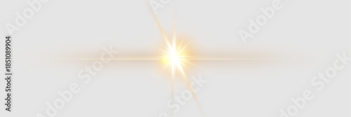 Golden Sunbeam Shine With Soft Flare. Vector illustration on Transparent Background