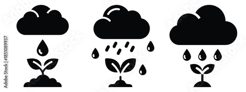 agricultural rain icon silhouette icon set. agriculture, plant-based lifestyle symbols