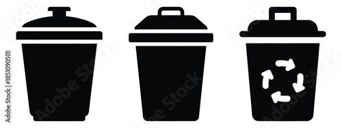 compost bin silhouette icon set. agriculture, plant-based lifestyle symbols