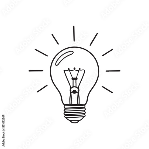 Simple line drawing of a light bulb with idea