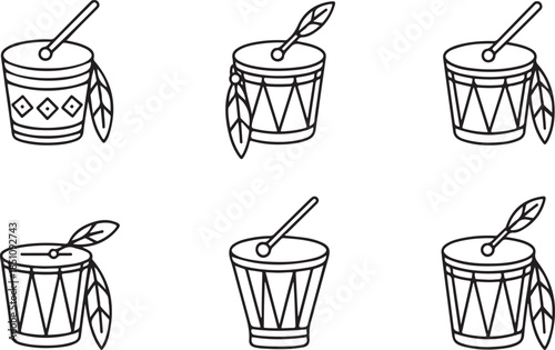 Set of American Tribal Drum Icon