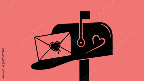 Mailbox with love letter, a symbol of communication and affection, on a vibrant background.