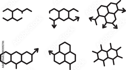 Set of Molecular Structure and Protein Folding Line art Icon