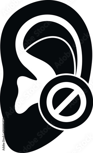 Human ear icon with a forbidden sign indicating hearing impairment or deafness