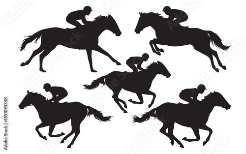 Horse Racing Jockey Silhouettes