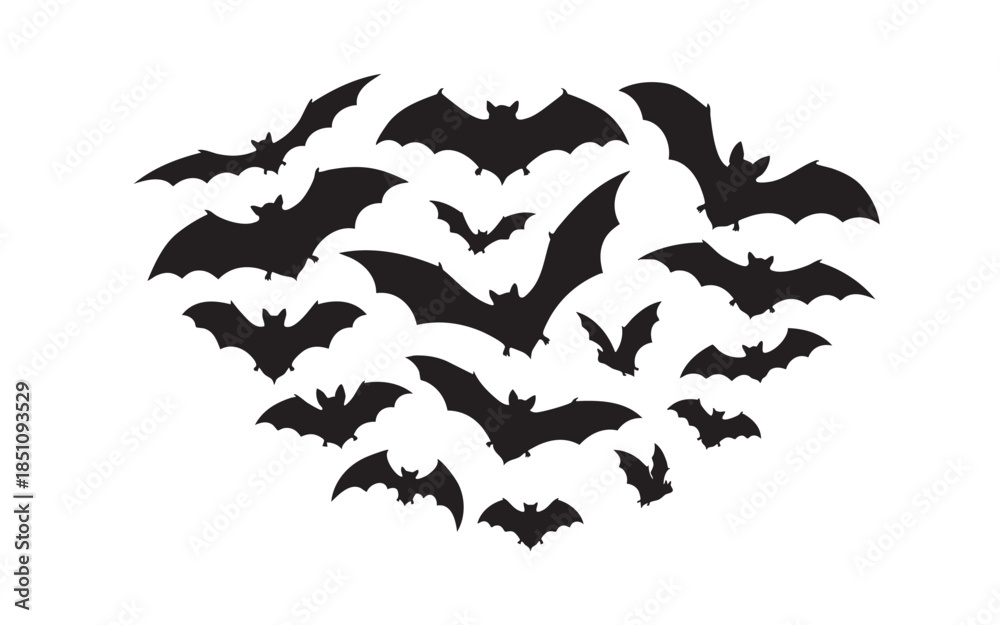 Fototapeta premium Flying Bat Silhouette Flock