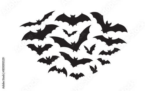 Flying Bat Silhouette Flock