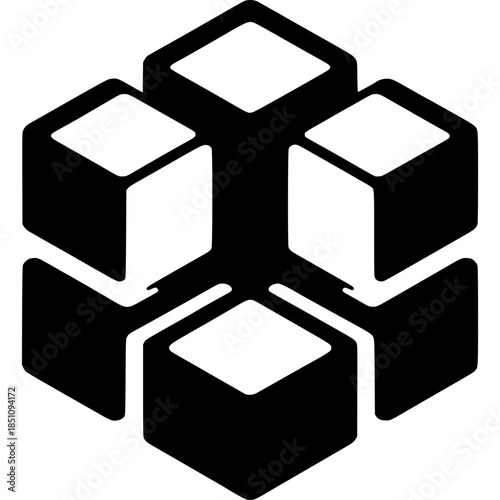 Cube Abstraction: An abstract visual representation comprised of geometric cubes. This graphic creates a bold impact, serving as a powerful symbol of complexity, connections, and interconnectedness.