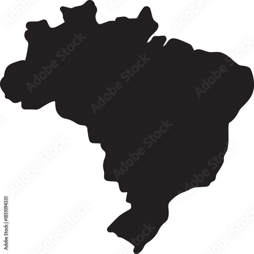 Brazil map silhouette isolated on transparent background with checkerboard pattern