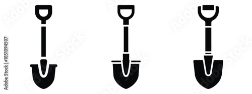 farm shovel silhouette icon set. agriculture, plant-based lifestyle symbols