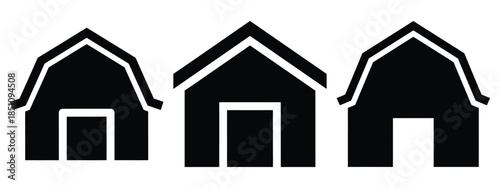 farm shed silhouette icon set. agriculture, plant-based lifestyle symbols