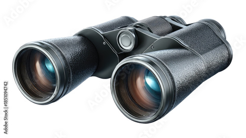 black binoculars isolated on white