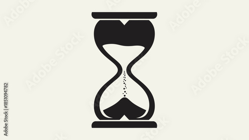 Black silhouette of an hourglass with sand flowing through, symbolizing passing time and deadlines.