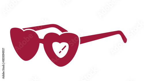 Heart-shaped glasses with small heart cut-out, symbolizing love and romance.