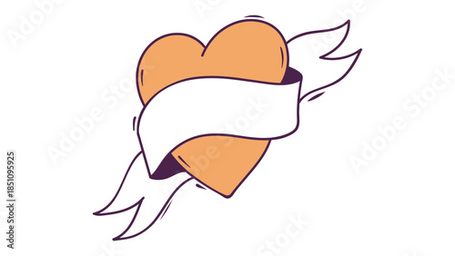 Classic heart tattoo design with empty banner for personalized message