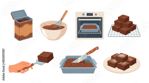 Baking chocolate brownies step by step process