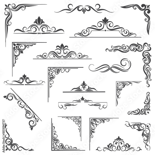 Set of vector graphic elements for design.  Easily editable vector, calligraphic elements