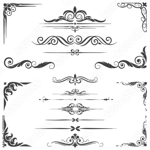 Set of vector graphic elements for design.  Easily editable vector, calligraphic elements