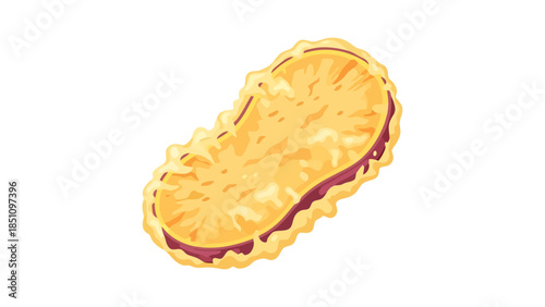 Close up of a golden baked bread roll with a crispy crust