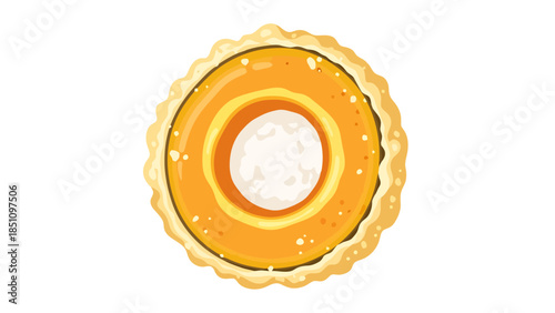 Close up of a glazed ring shaped pastry with icing and sprinkled topping