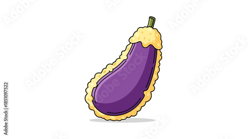 Fresh and Healthy Eggplant with Creamy Topping on White Background