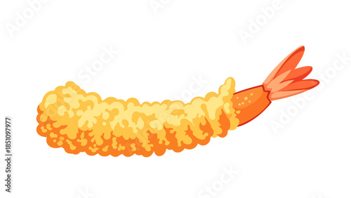 Close up of a breaded fried shrimp with crispy coating