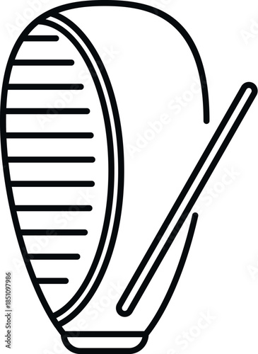 Guiro musical instrument with a scraper in a simple line art drawing style