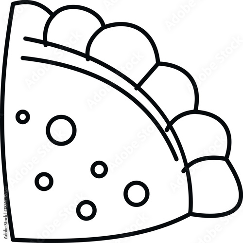 Taco with filling in a black and white line art style icon isolated on white