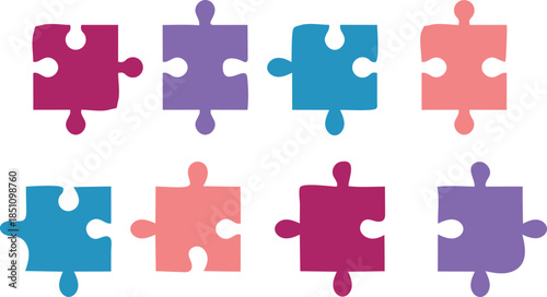 Logic and Strategy Icons. Puzzle piece symbol. Diversity and inclusion icons. Support and community design elements
