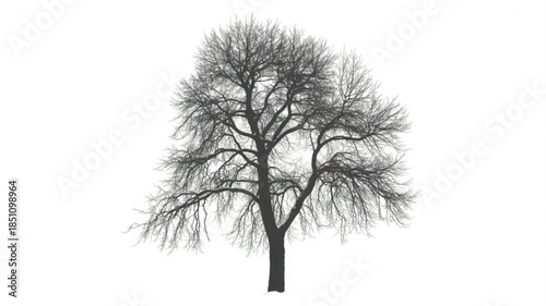 Bare deciduous tree silhouette isolated