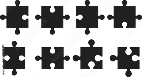 Puzzle piece element. Jigsaw part symbols. Missing Piece Symbols. Problem solving graphic design. Connection and logic design element

