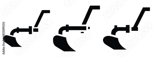 plow tool silhouette icon set. agriculture, plant-based lifestyle symbols