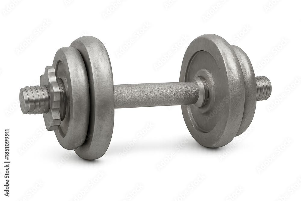 Fototapeta premium Adjustable metal dumbbell for weight training and strength building, isolated on transparent background for fitness concepts