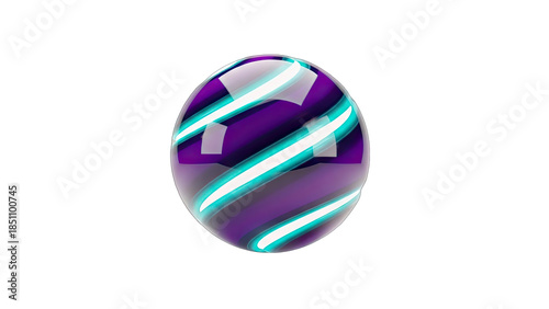 Abstract 3D Sphere with Swirling Stripes on White Background