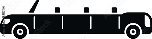 Limousine black silhouette icon against a white background, symbolizing luxury and executive vehicle service
