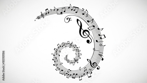 Melodic Whirlpool Musical Notes Spiral Treble Clef Harmony Composition