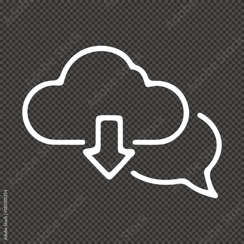 Cloud Communication and Data Download Icon Cloud-Based Data Transfer and Chat Vector