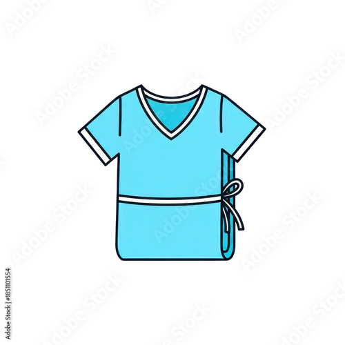Blue scrub top with tie