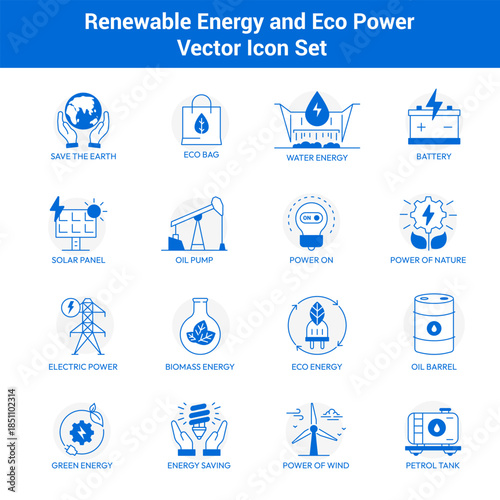 Green Energy Sustainability and Power Icons Collection