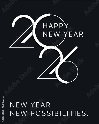 Happy New Year 2026 celebration with modern typography