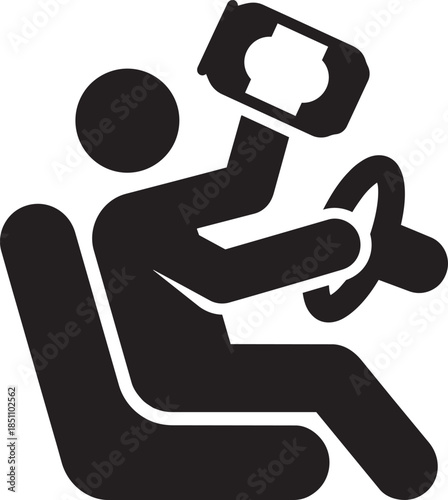 Person drinking from bottle while driving car, dangerous driver