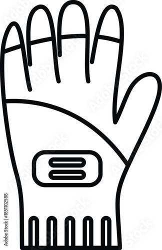 Working with a protective sports glove in line art drawing style