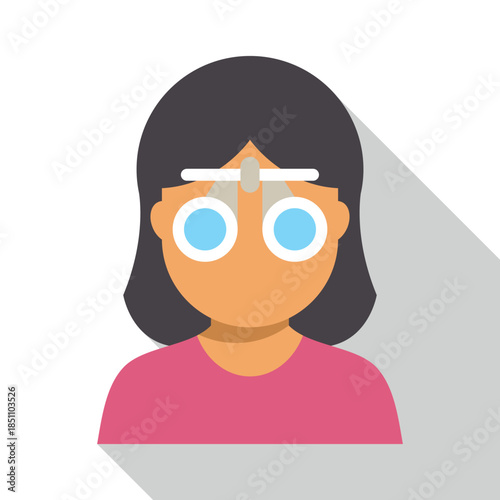 Patient receiving an eye exam, checking vision and eye health with an optometry phoropter